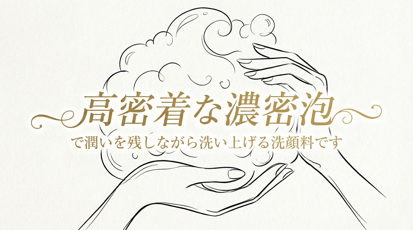 高密着な濃密泡で潤いを残しながら洗い上げる洗顔料です